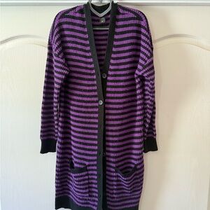 Hot Topic Purple and Black Striped Cardigan